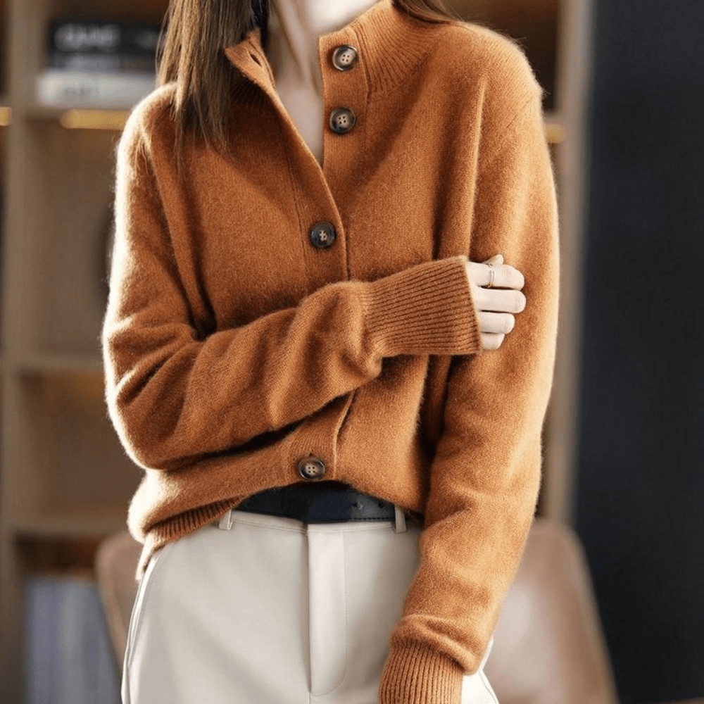 Lapel Collar Button Front Long Sleeve Knit Cardigan 5