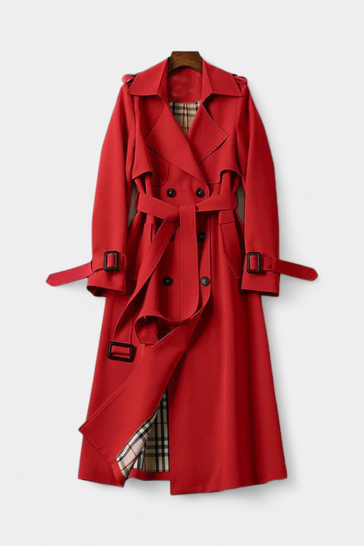 Double Breasted Belted Longline Trench Coat 2