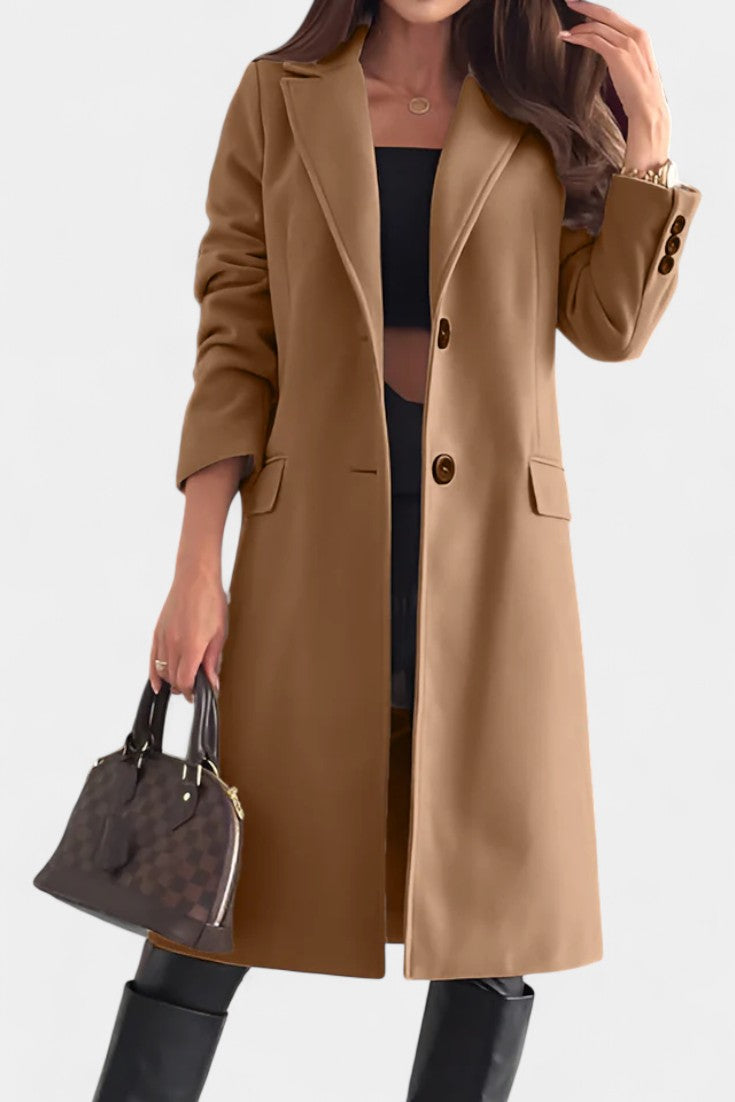 Notch Lapel Single Button Tailored Midi Coat 3