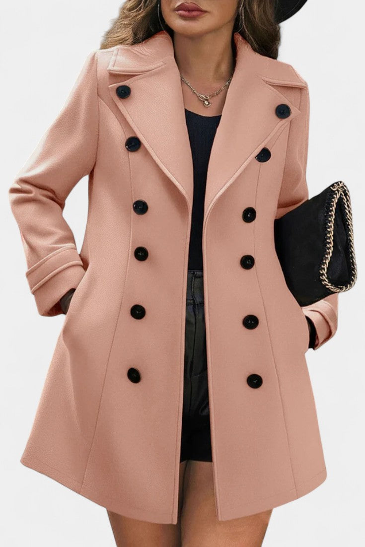 Double Breasted Notched Lapel Longline Coat 2