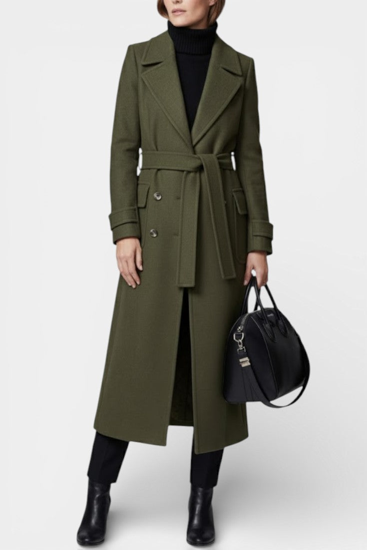 Notch Lapel Double Breasted Longline Coat 6