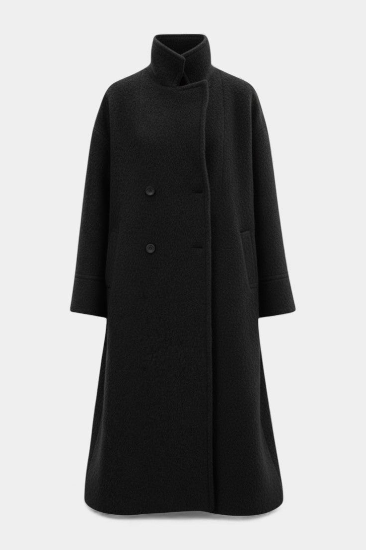 Double Breasted Stand Collar Longline Coat 13