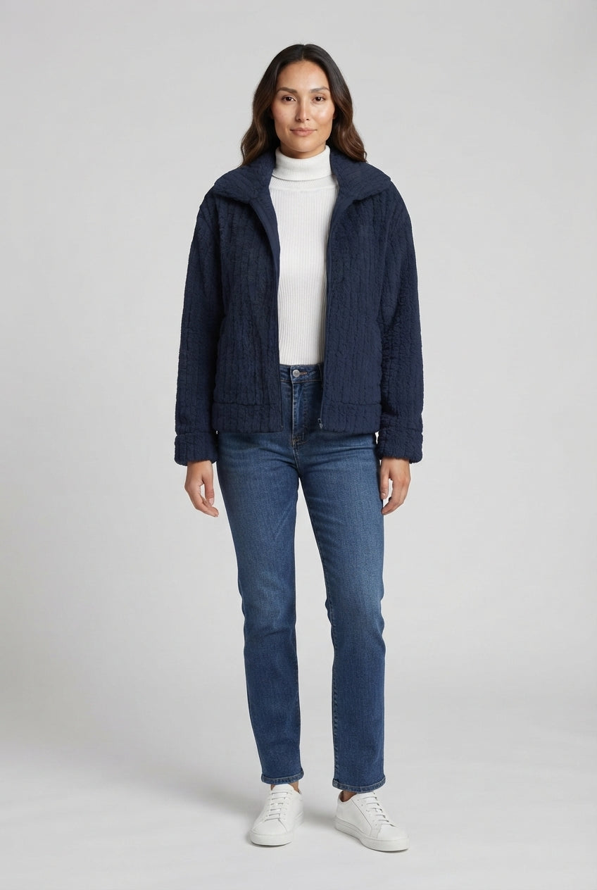 Zip Front Collared Sherpa Fleece Jacket 2