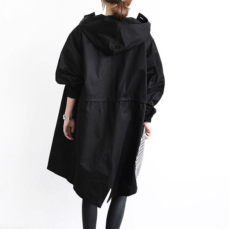 Hooded Button Front Oversized Longline Windbreaker Coat 8