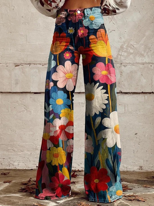Floral High Waist Wide Leg Pants