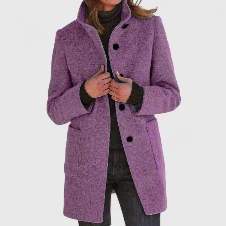 Stand Collar Single Breasted Wool Look Longline Coat 10