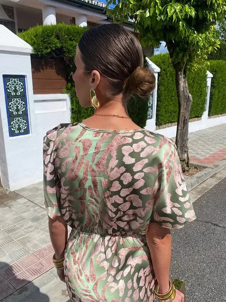 Animal Print Deep V-Neck Twist Front Maxi Dress 4