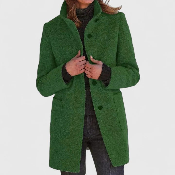 Stand Collar Single Breasted Wool Look Longline Coat 12