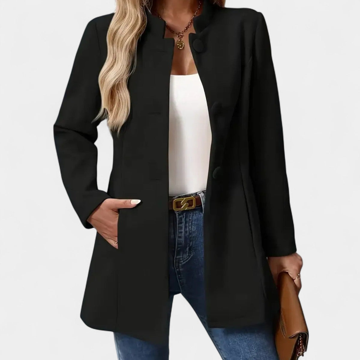 Stand Collar Button Front Longline Coat 5