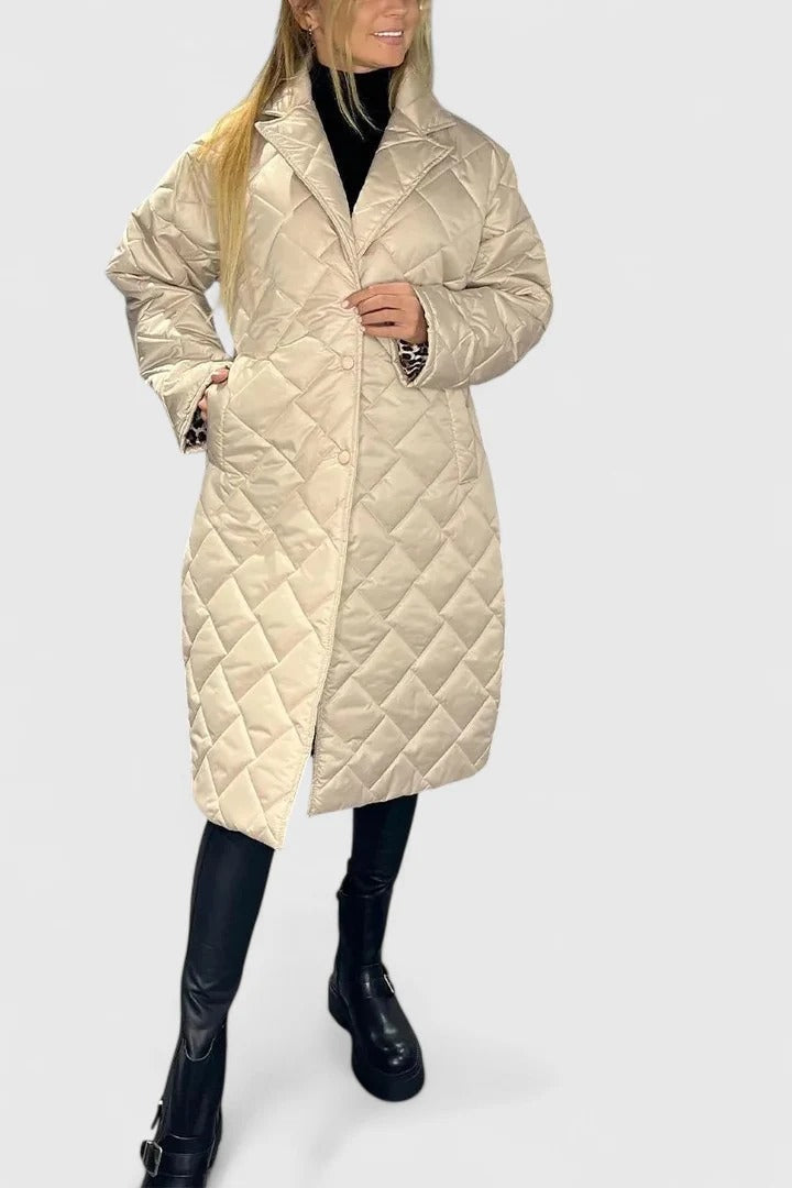 Diamond Quilted Snap Front Longline Coat 3