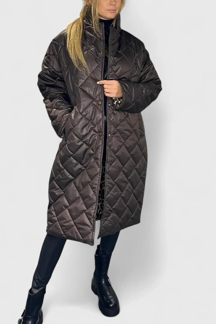 Diamond Quilted Snap Front Longline Coat 5
