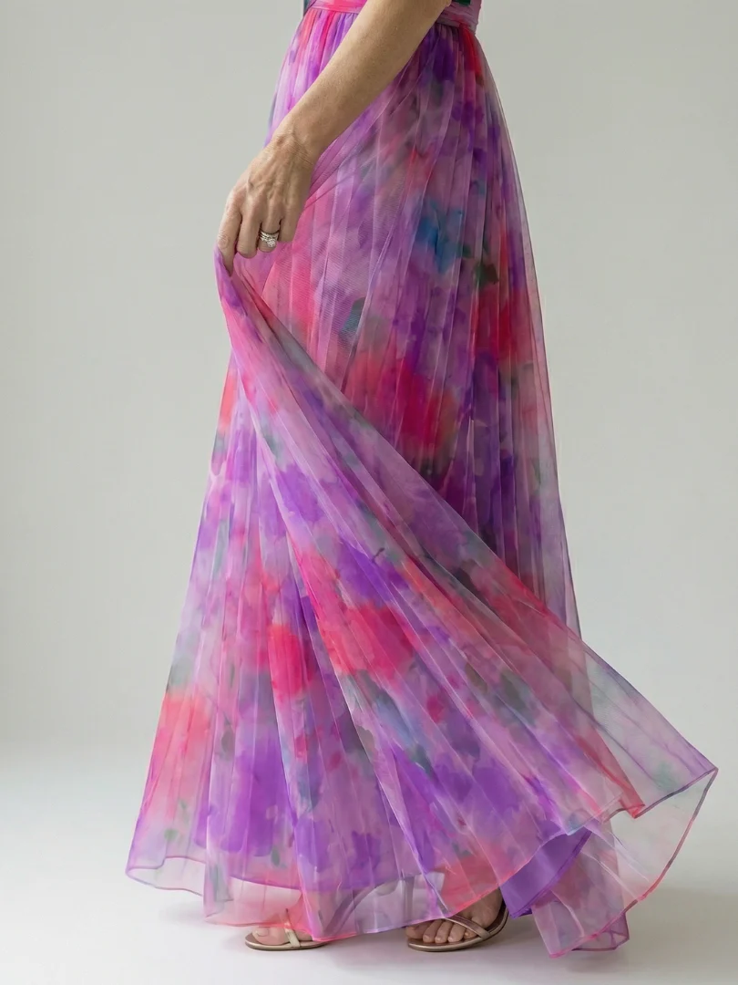 Tie Dye V-Neck Cross Bodice Maxi Dress 15