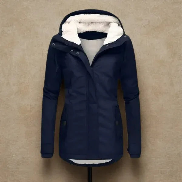 Hooded Sherpa Lined Zip Front Padded Jacket 9