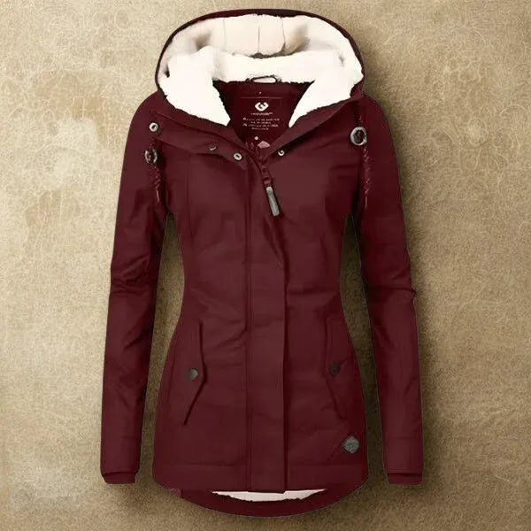 Hooded Sherpa Lined Zip Front Padded Jacket 10