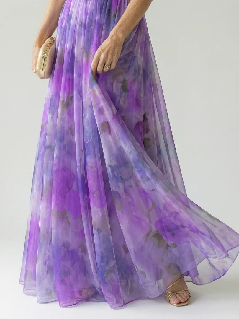 Tie Dye V-Neck Cross Bodice Maxi Dress 21
