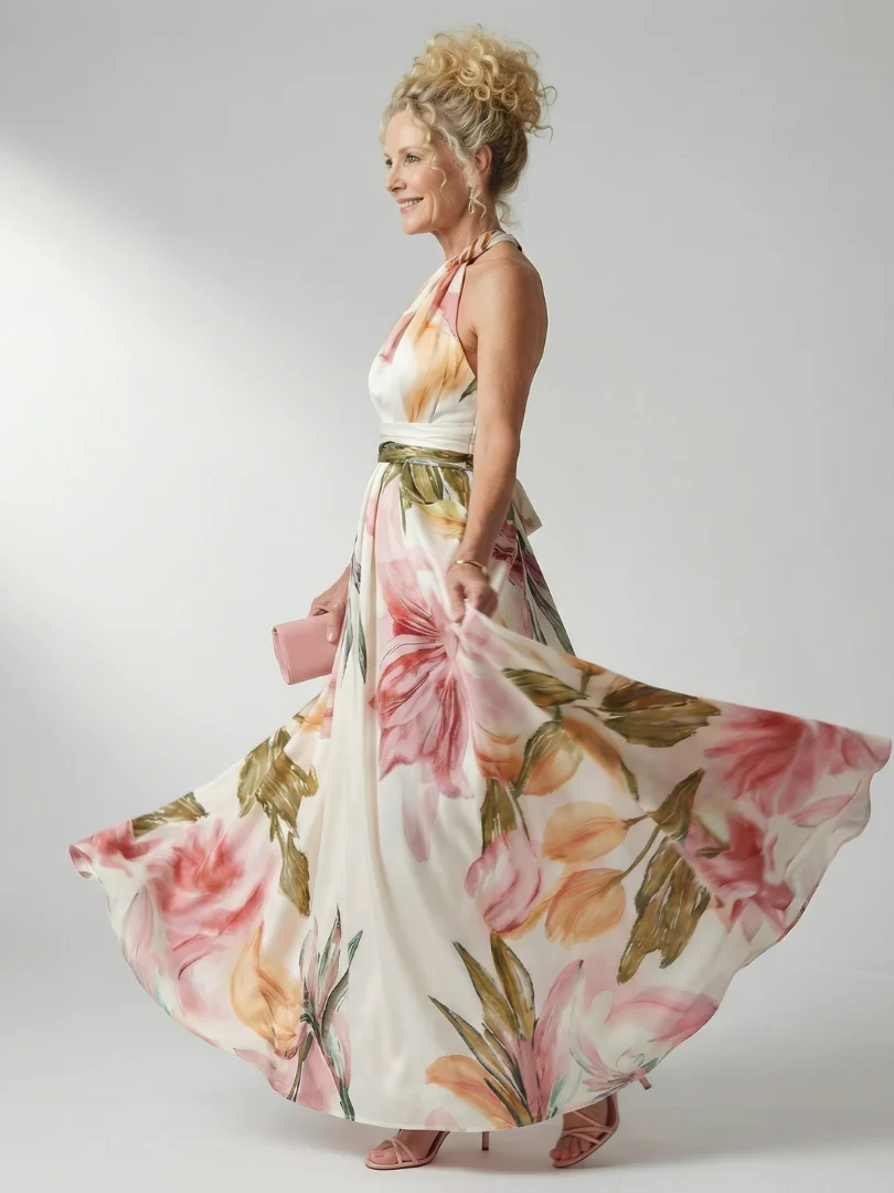 Floral One Shoulder Belted Maxi Dress 5