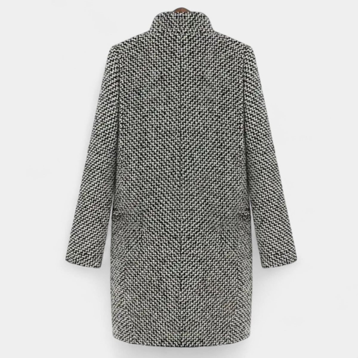 Houndstooth Notch Lapel Single Button Longline Coat 4