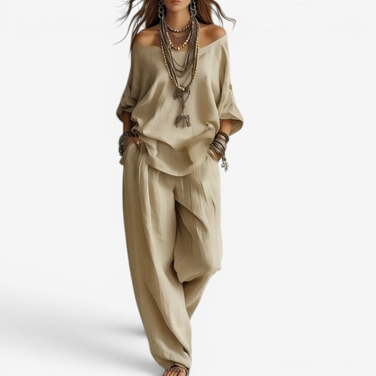 Long Sleeve Top and Tapered Pants Two Piece Set 3
