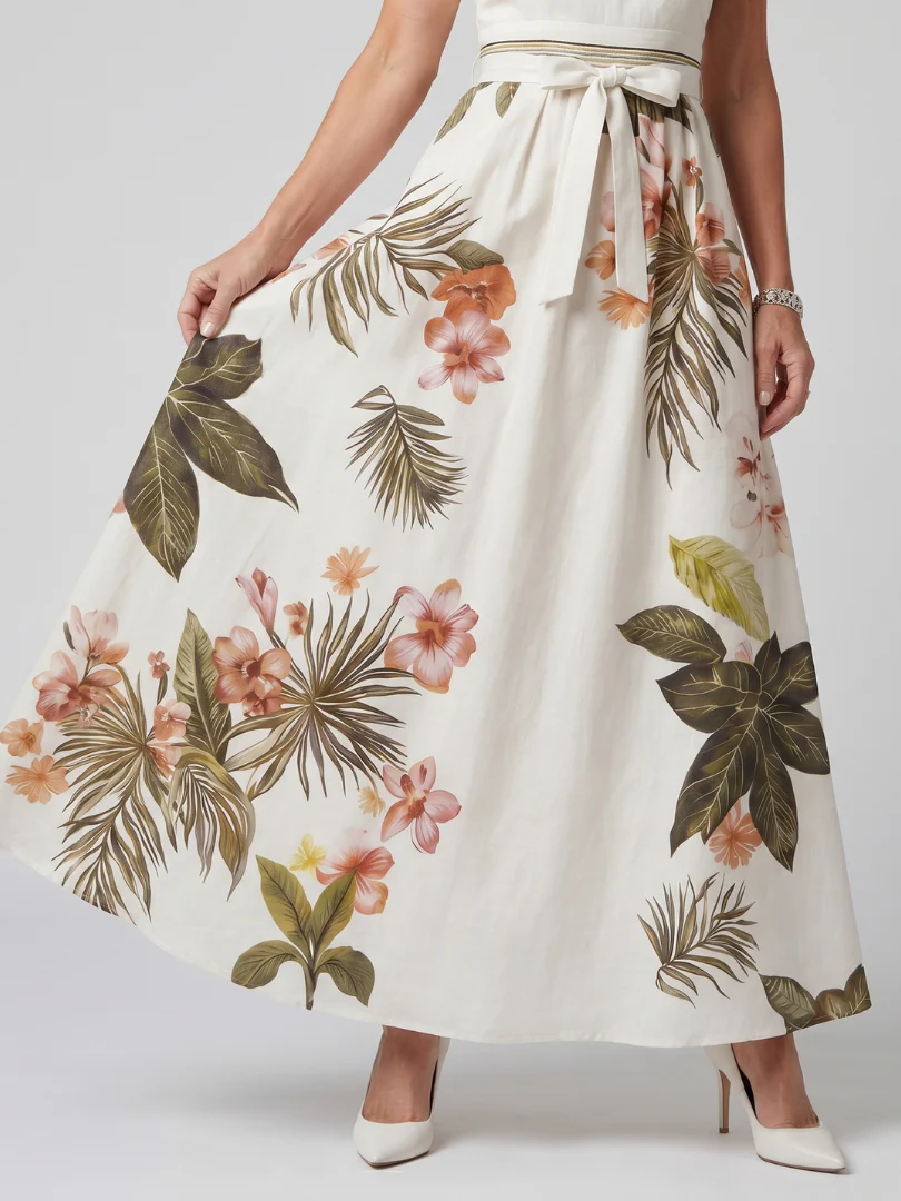 Halter Neck Botanical Print Belted Maxi Dress 5