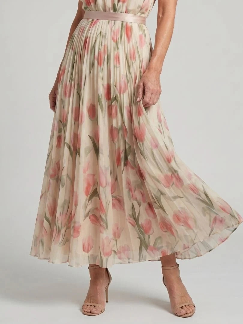Floral Halter Neck Pleated Maxi Dress 4