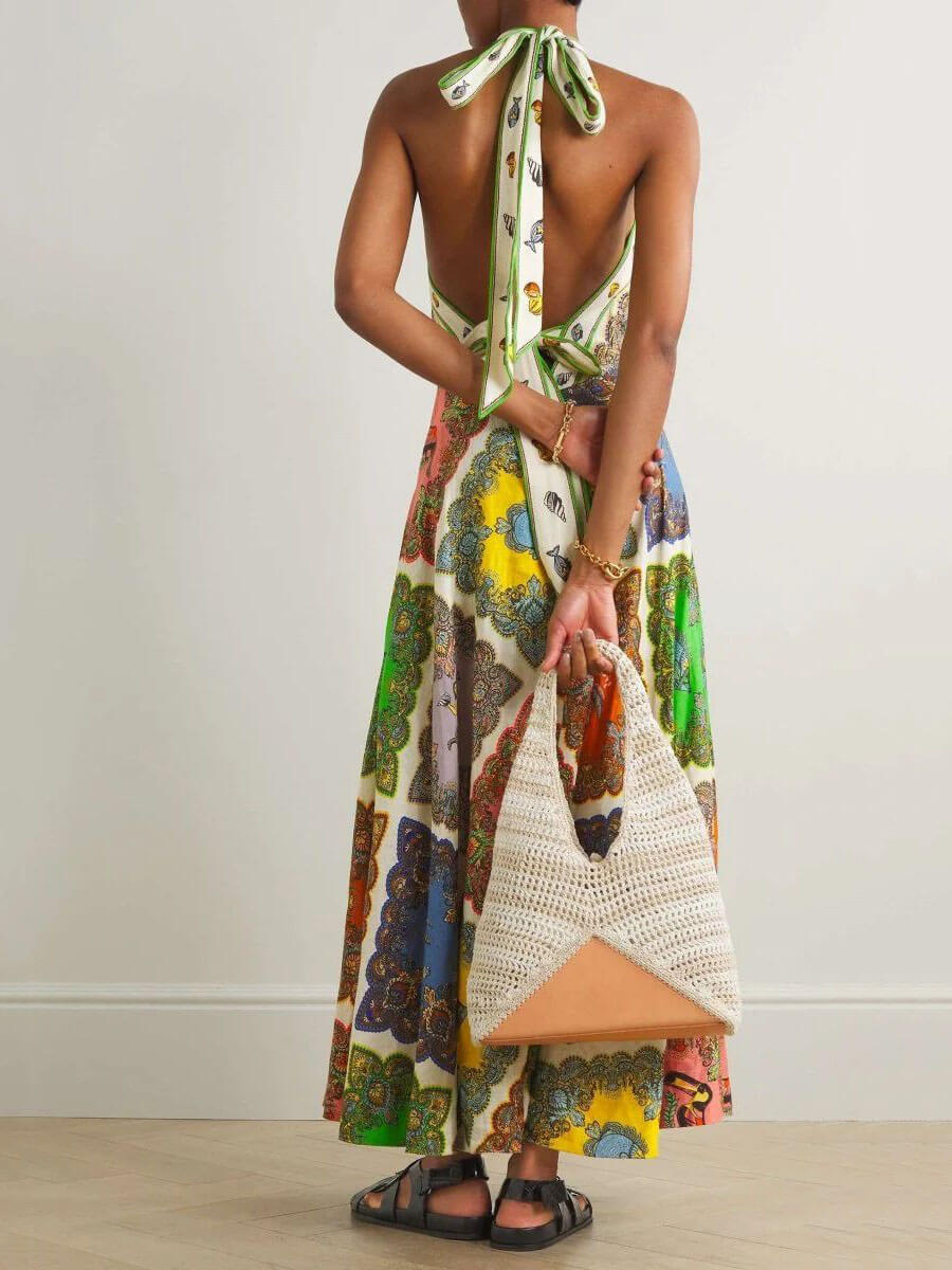 Paisley Satin Floral Midi Dress - View 2