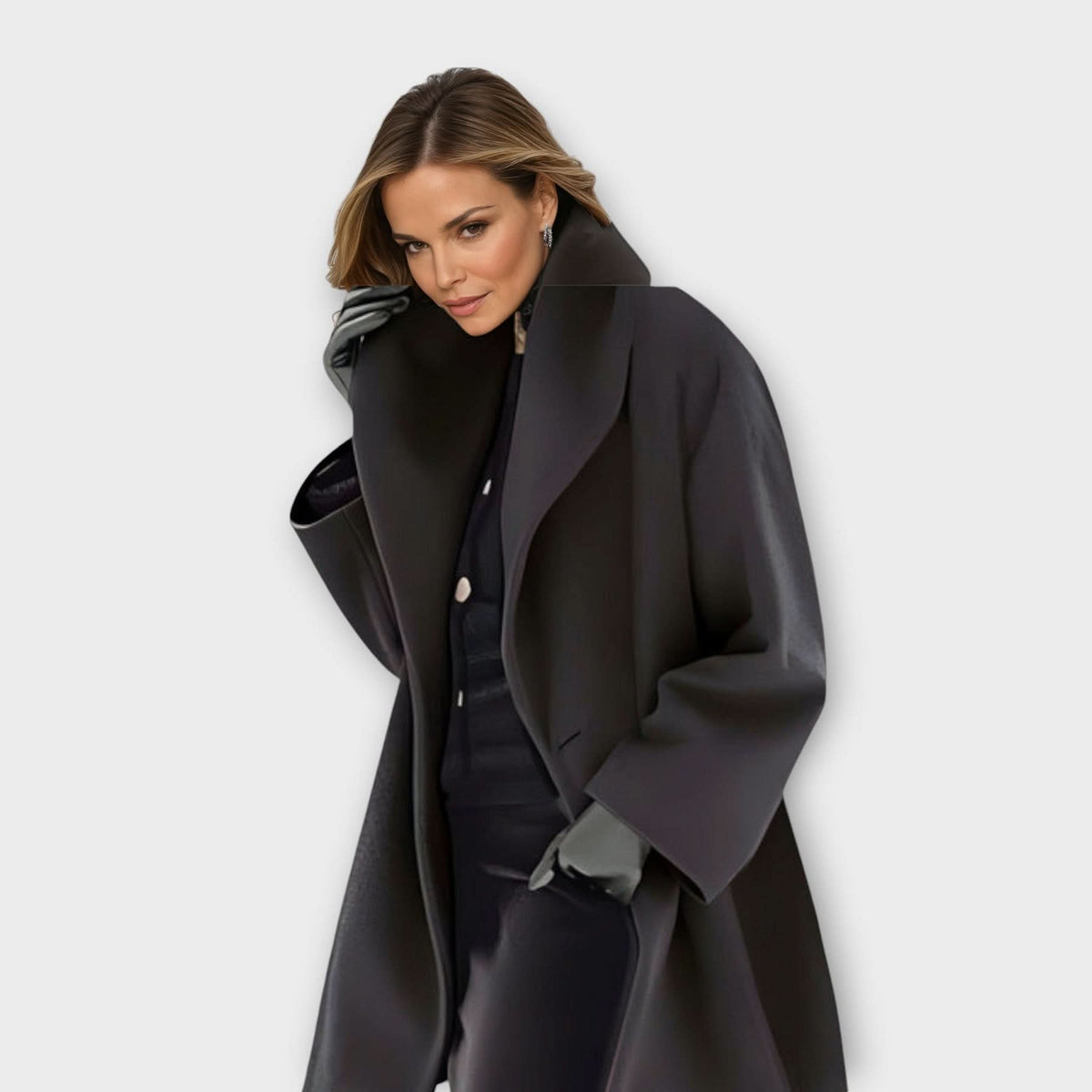 Shawl Collar Longline Wool-Look Coat 3