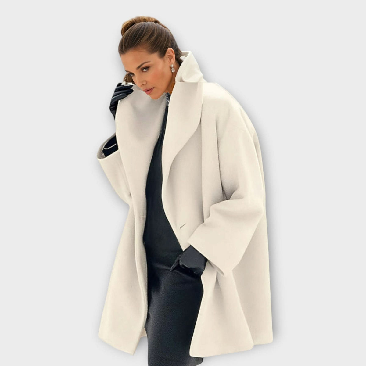 Shawl Collar Longline Wool-Look Coat 4