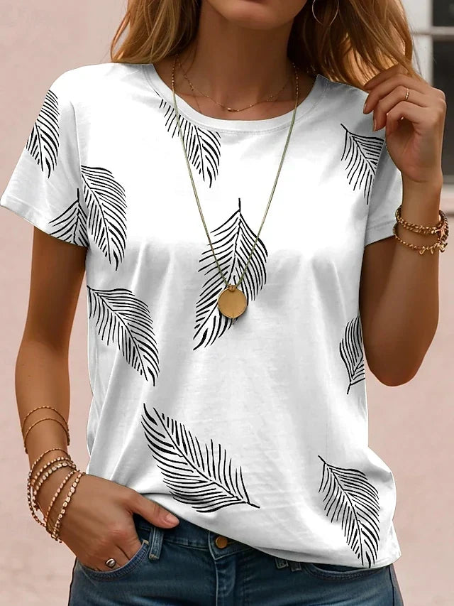Floral Print Round Neck Short Sleeve Top 2