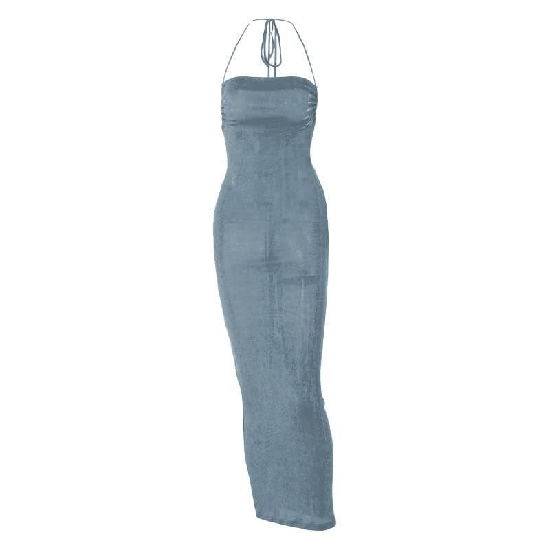 Knit Backless Cowl Neck Maxi Dress - View 16