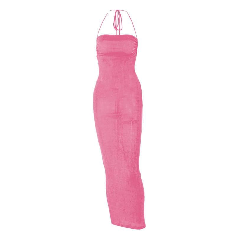 Knit Backless Cowl Neck Maxi Dress - View 11