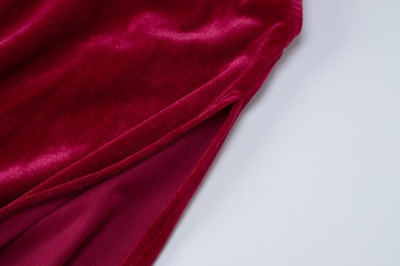 Velvet solid o ring hollow out slit backless maxi dress - View 8