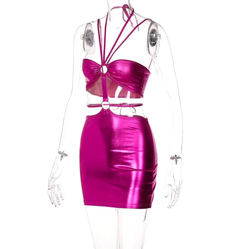 Halter Neck O Ring Cut Out Backless Bodycon Mini Dress - View 6