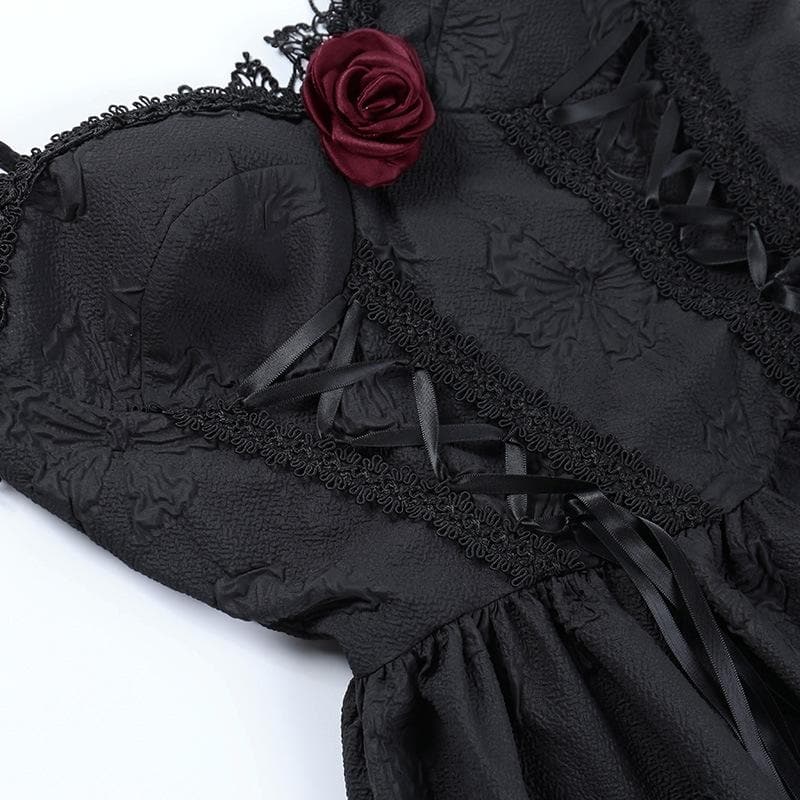 Sweetheart Flower Applique Lace Trim Corset Fit and Flare Mini Dress - View 6