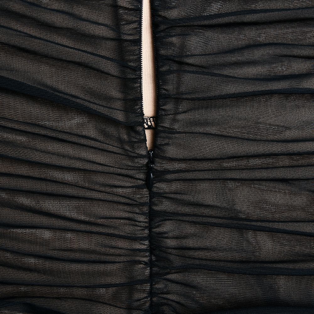 Mesh v neck ruched slit zip-up spaghetti strap maxi dress - View 8