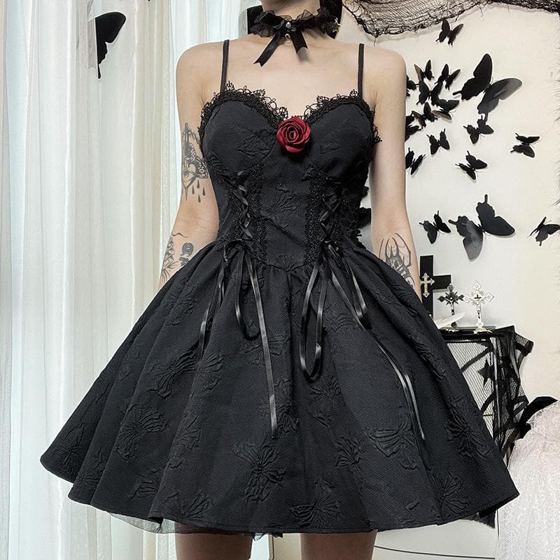 Sweetheart Flower Applique Lace Trim Corset Fit and Flare Mini Dress - View 2