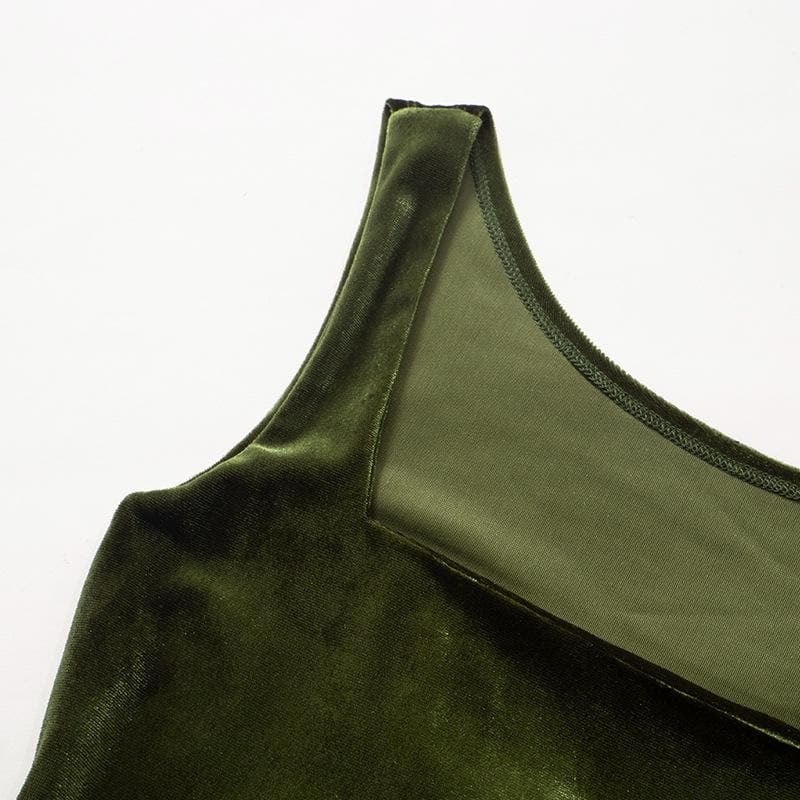 Velvet sleeveless gloves solid square neck mini dress - View 9