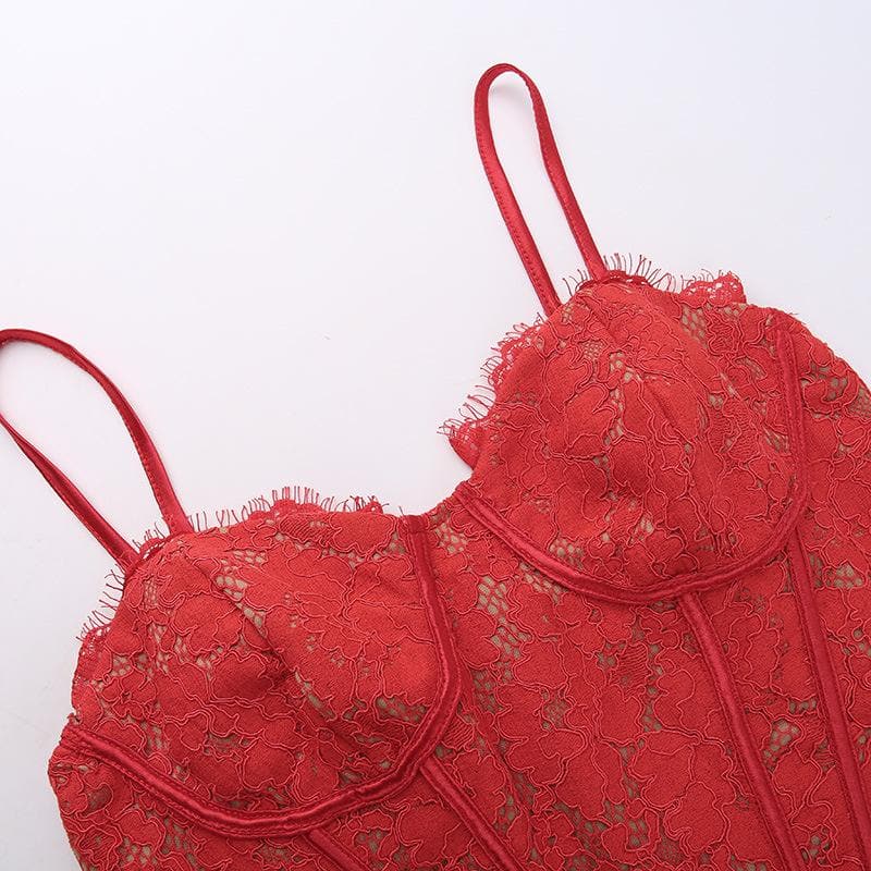 Lace Satin Sweetheart Corset Ruched Mini Dress - View 4