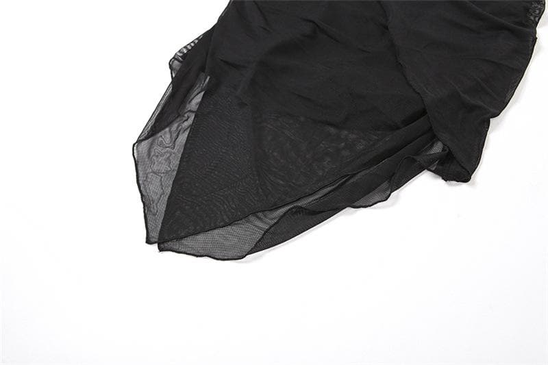 Mesh irregular solid backless tube mini dress - View 7