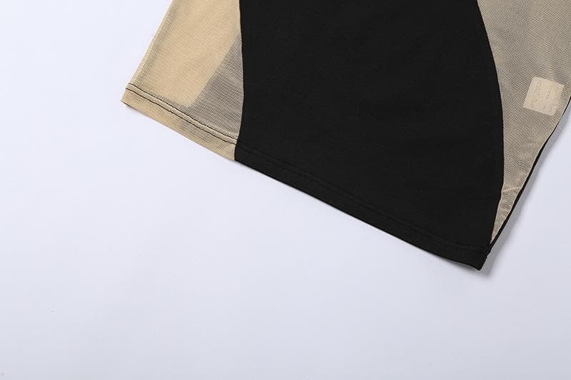 Mesh see through irregular one shoulder mini dress - View 6