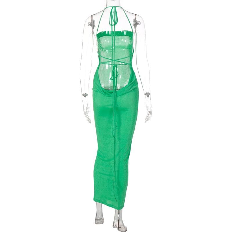 Knit Backless Cowl Neck Maxi Dress - View 6