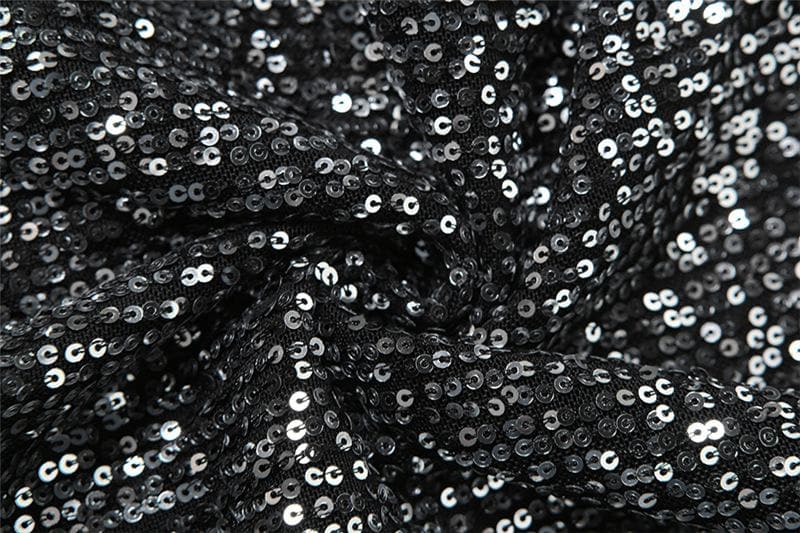 Glitter hollow out high neck button sleeveless mini dress - View 7