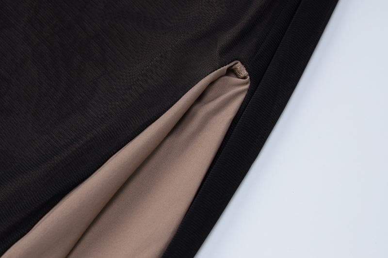 Slit mesh cross front hollow out ruched backless maxi dress - View 6