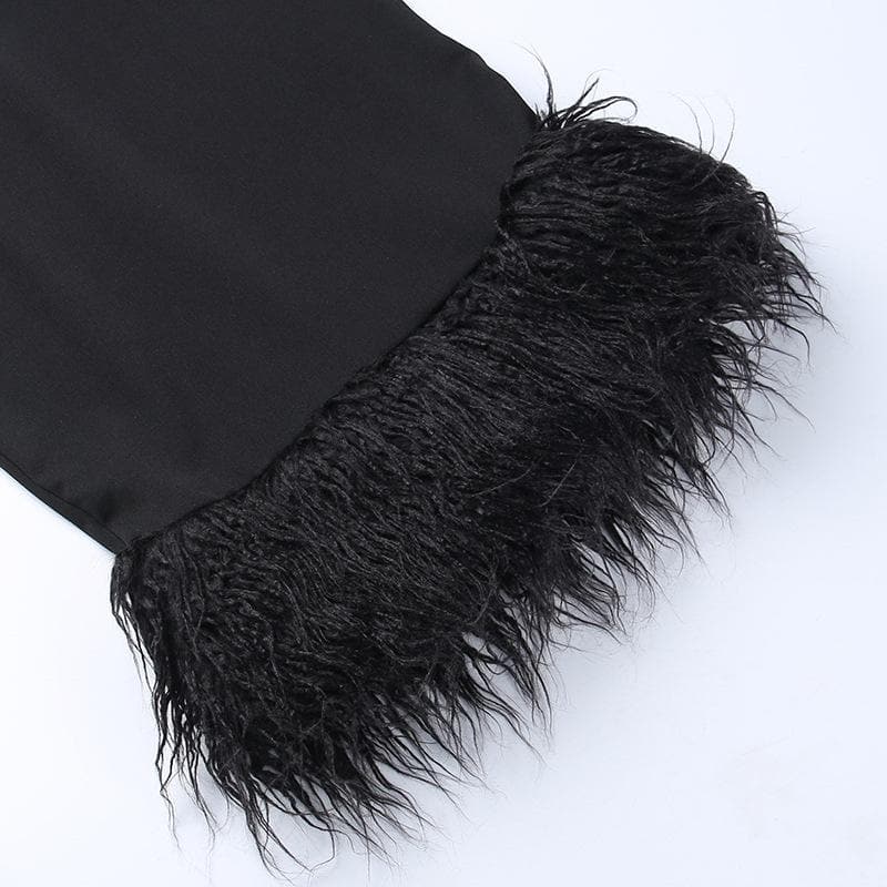 Sleeveless solid feather backless tube dress - View 6