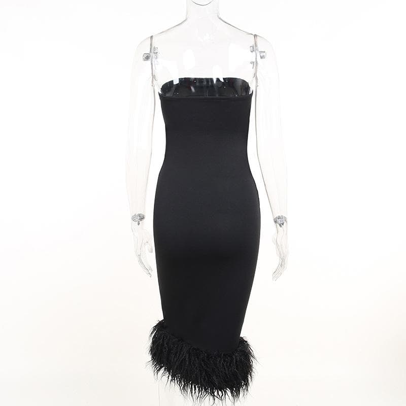 Sleeveless solid feather backless tube dress - View 4