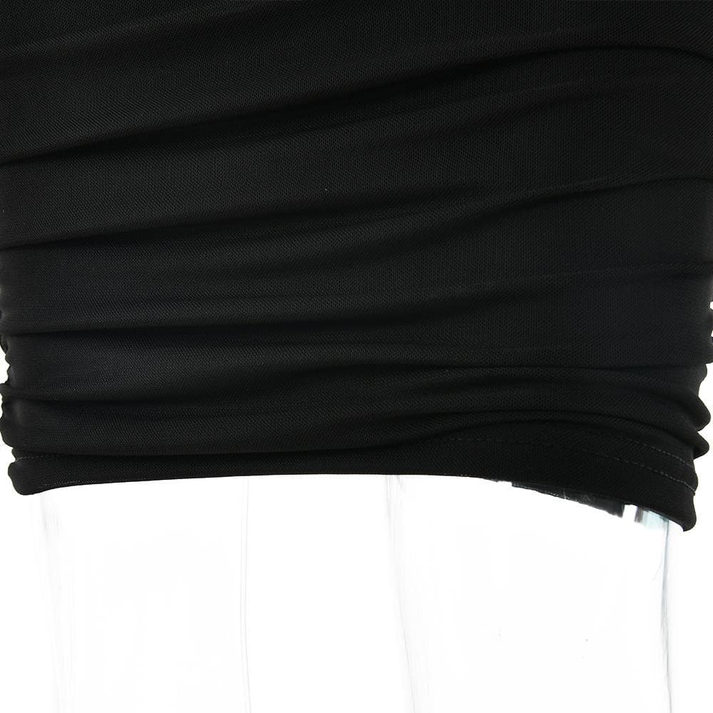 Irregular one shoulder ruched sheer mesh dress - Final Sale - View 7