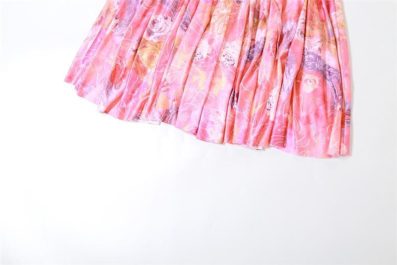 Lace up flower print contrast backless tube maxi dress - View 6