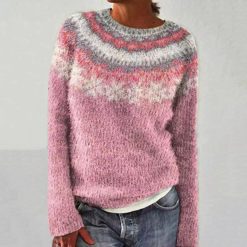 Crew Neck Fair Isle Knit Sweater 9