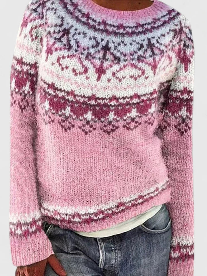 Fair Isle Crew Neck Long Sleeve Sweater 3