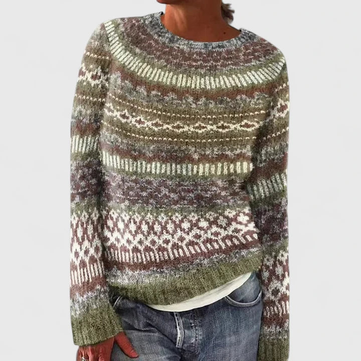 Fair Isle Crew Neck Long Sleeve Sweater 8