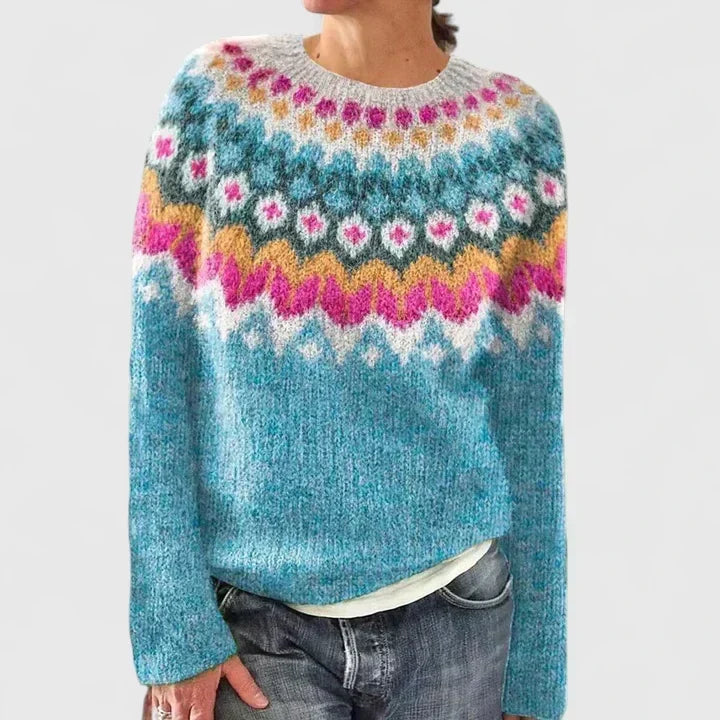Fair Isle Crew Neck Long Sleeve Sweater 9